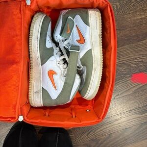 Nike Sneakers in White, Olive, and Orange